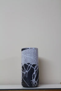 RAKU "BLACK&WHITE VASE"  "Unique object"